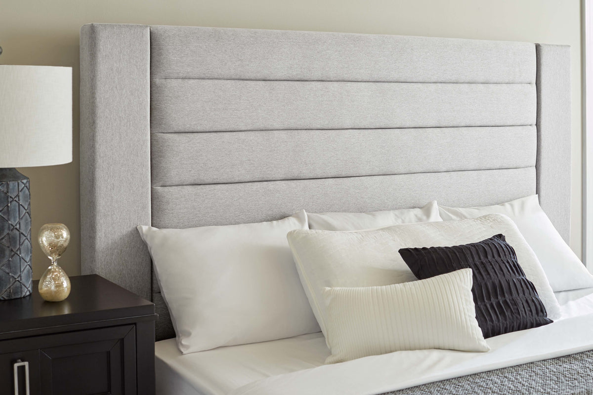 De La Mer - Gabrielle Linen Headboard - Light Grey - King 110 cm