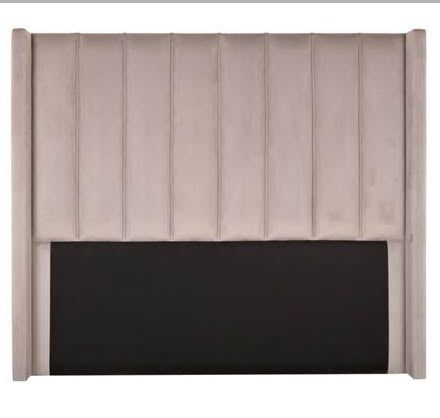 ZARRA Velvet Collection - Wingback Headboard - Light Grey - Queen