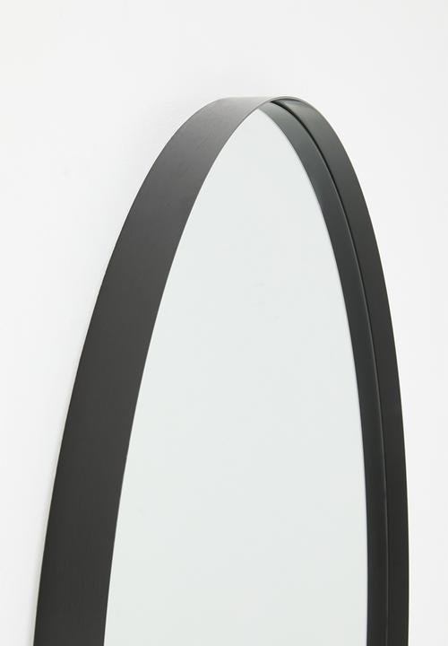 Orbis Plated Round Mirror 90cm- Black - 90cm