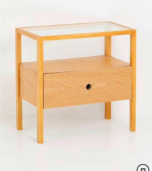 Hannah Oak Veneer Bedside Table-Natural