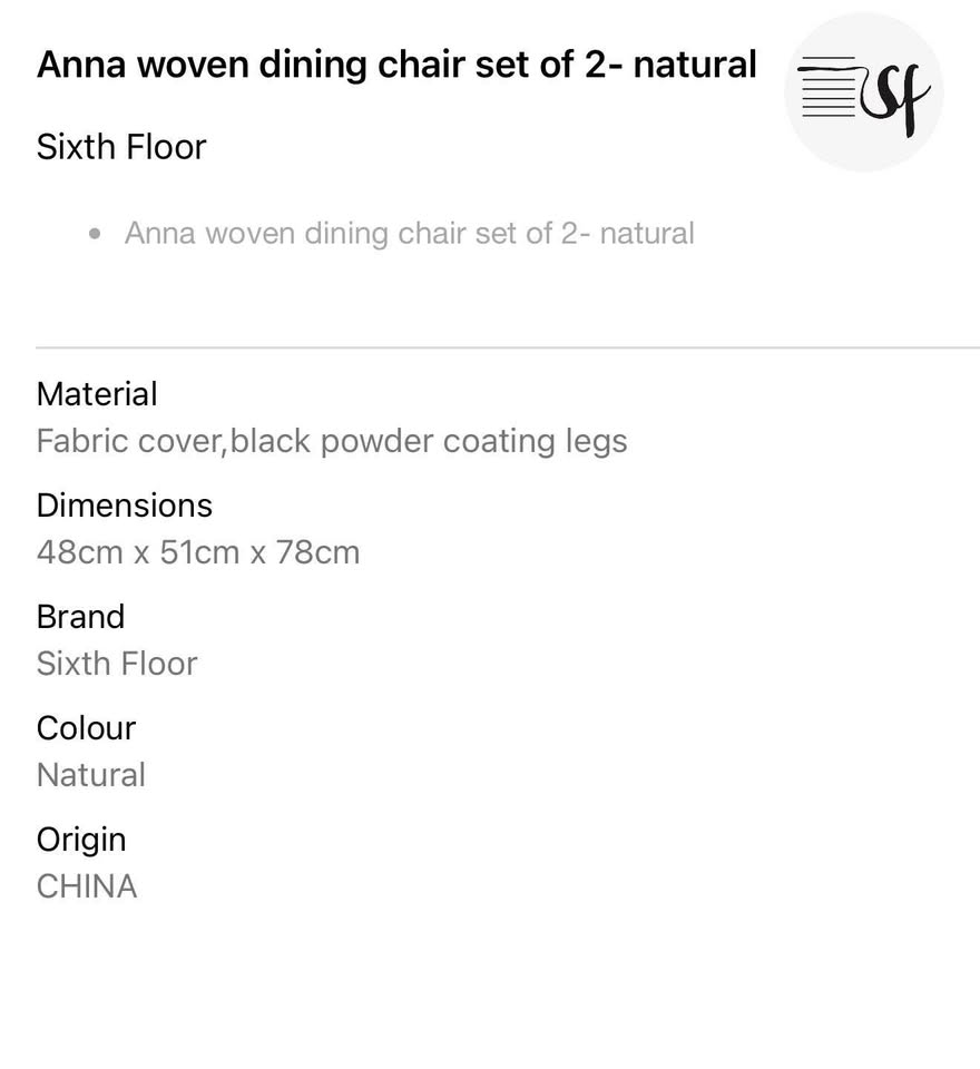 Anna Woven Dining Chair Set Of 2- natural