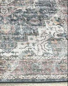 Ezra Printed Rug Antique Grey & Pink 200 x 300