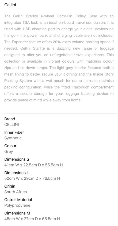 Starlite 4-Wheel Trolley With TSA Lock - Grey1 - M