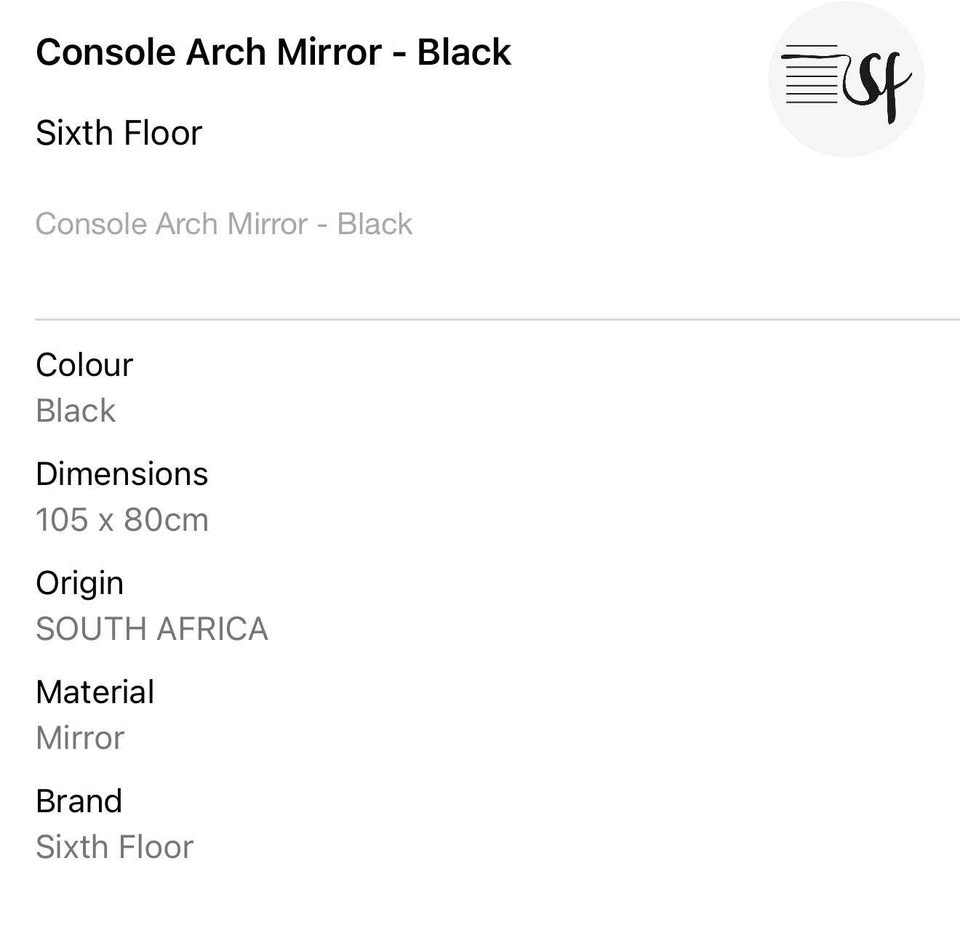 Console Arch Mirror - Black