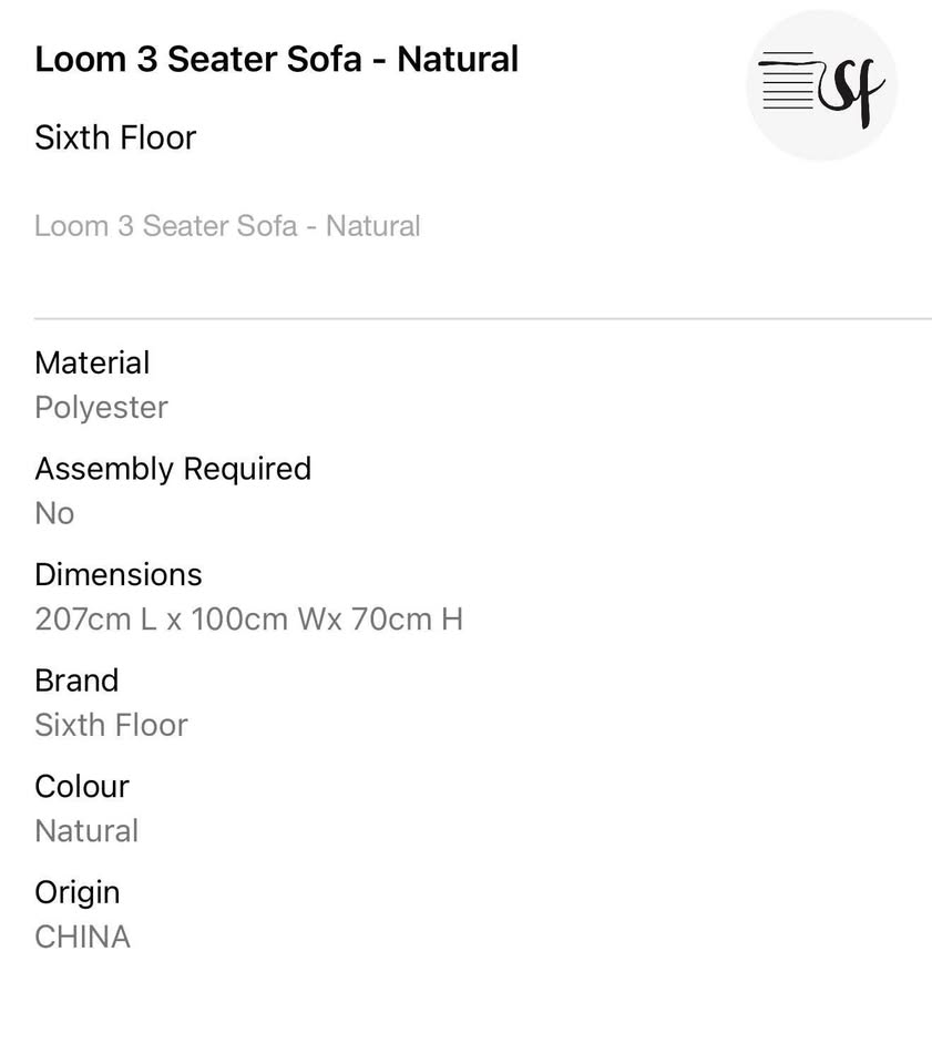 Loom 3 Seater Sofa Couch - Natural