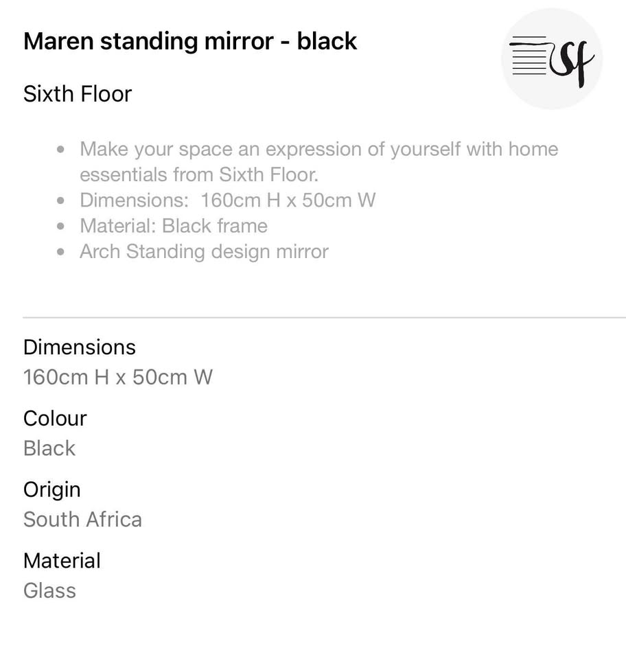 Maren Standing Mirror - Black