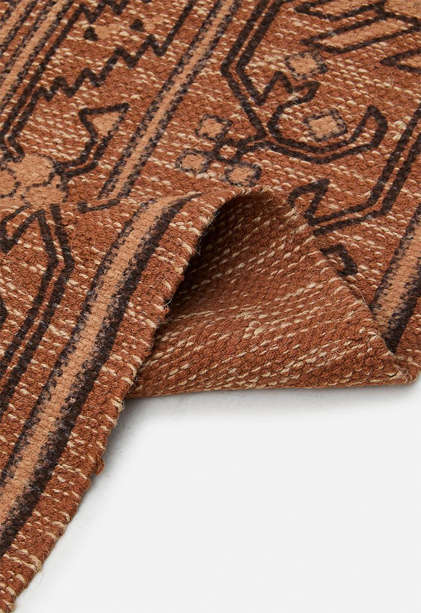 Flo Cotton Printed Rug – Rust
