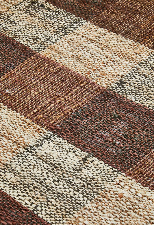Handwoven Check Jute Durrie Natural - 200x300