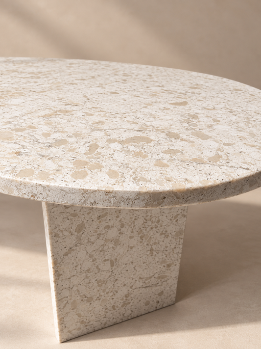 Cream Terrazzo Stone Coffee Table