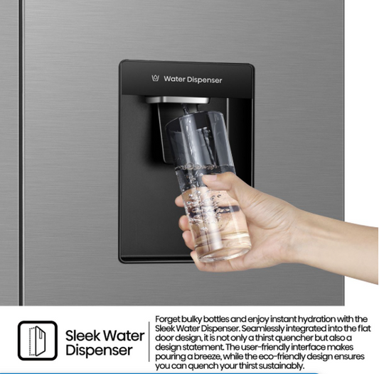 Hisense 394L PureFlat Door Fridge with Durable Inverter and Water Dispenser