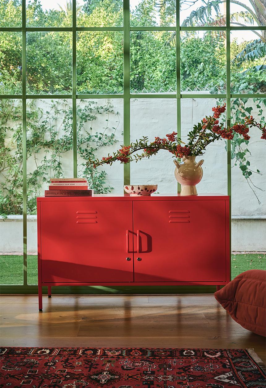 Sugar Cube Media Unit – Red Polka