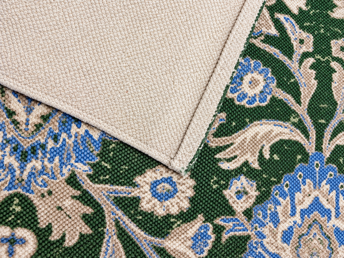 Floral Printed Cotton Rug Green - 120x180