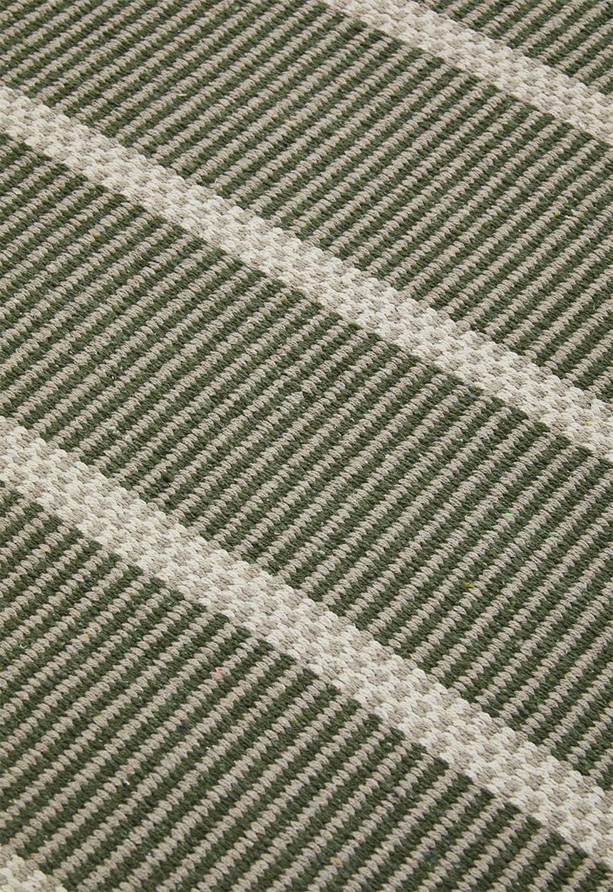 Woven Stripe Cotton Runner Olive