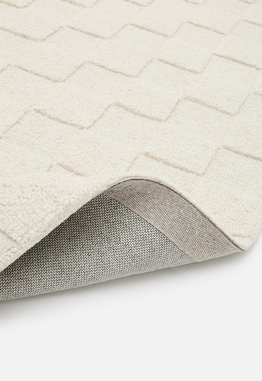 Osaka Hand Tufted Check Wool Rug Natural - 160 x 230