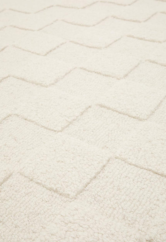 Osaka Hand Tufted Check Wool Rug Natural - 160 x 230