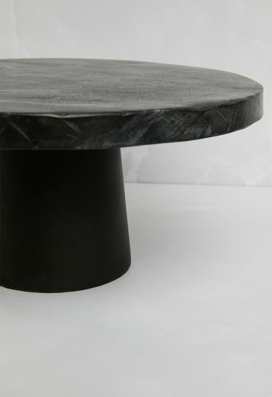 Luno wood & marble cake stand - black