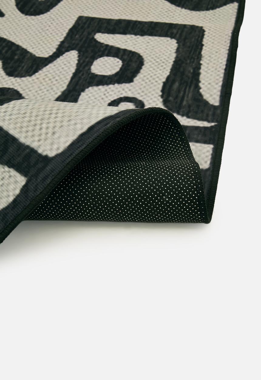 Contemporary abstract rug - black/cream