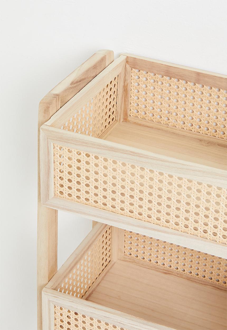 3-tier shelf woven basket drawer shelf - natural