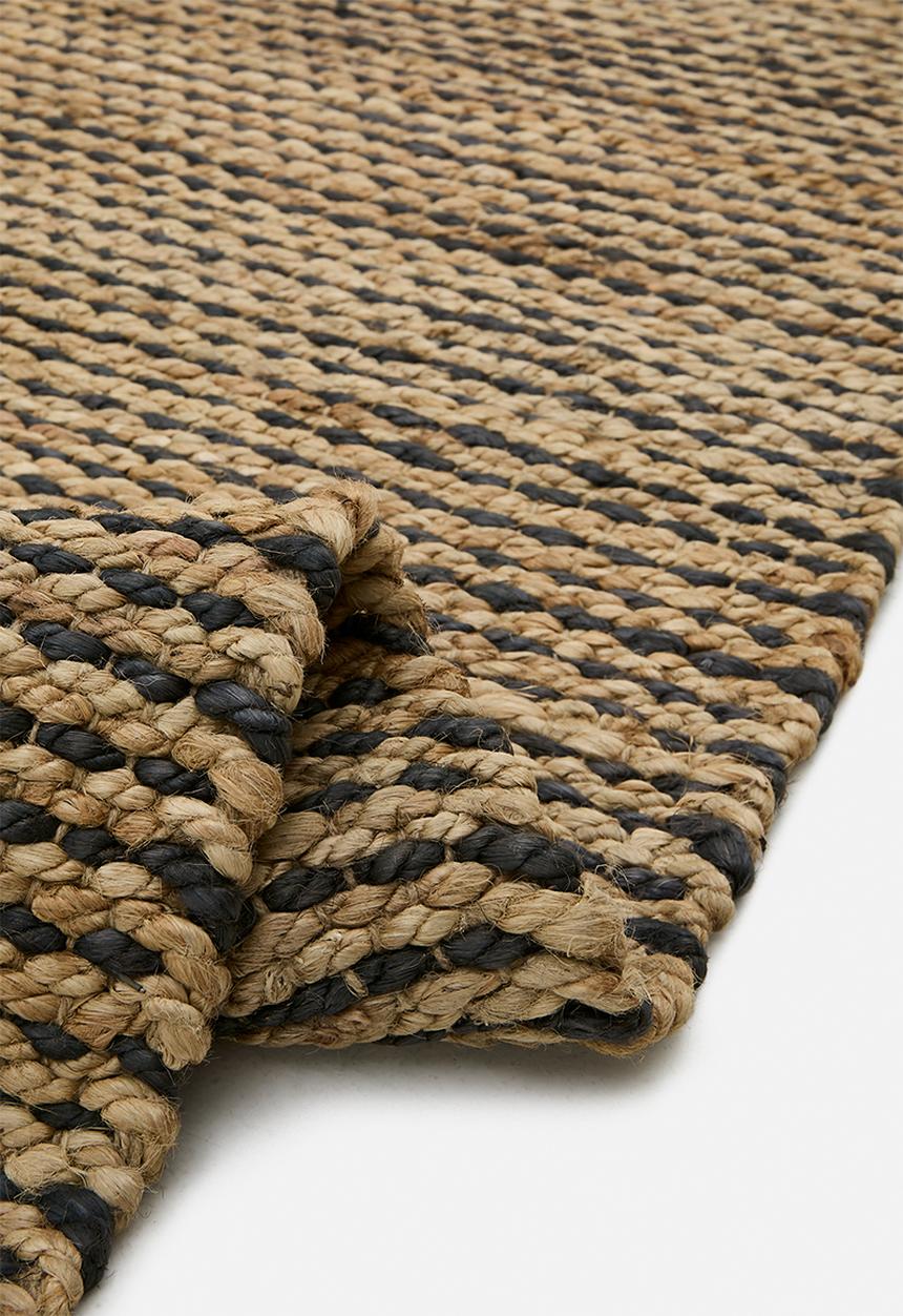 Handwoven Jute Rug Natural / Charcoal - 200x300