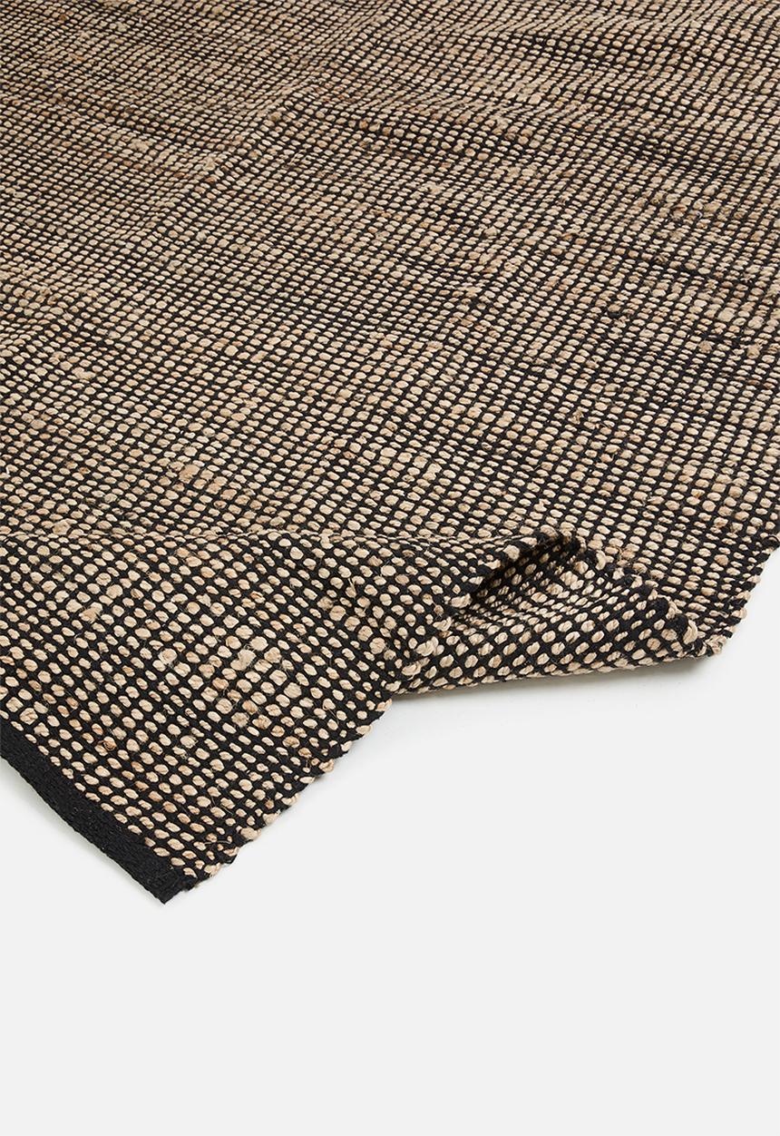 Cotton & jute rug black & natural - 200x300