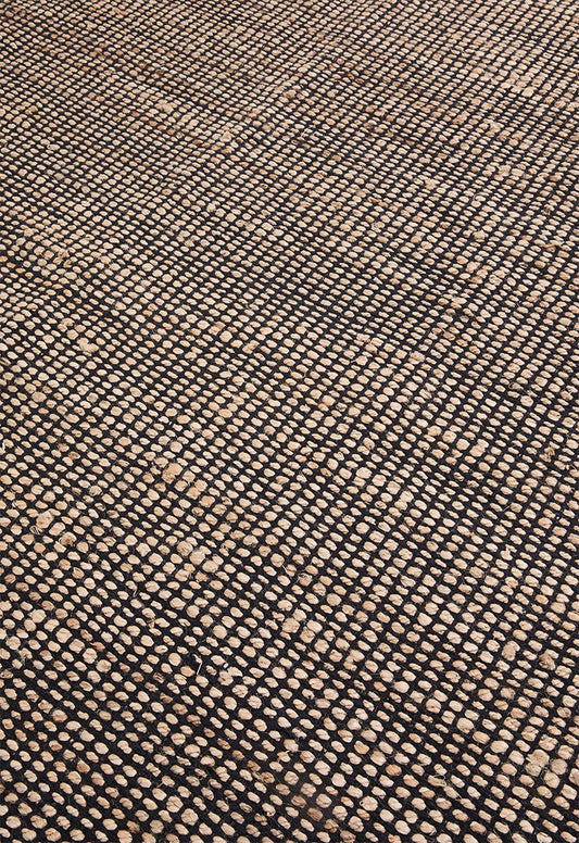 Cotton & jute rug black & natural - 200x300