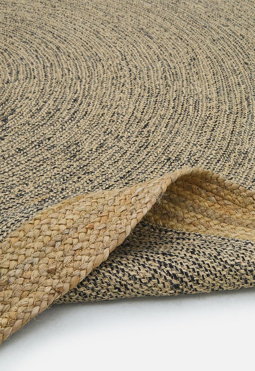 Jute Round Rug Natural & Black - 200cm Diameter