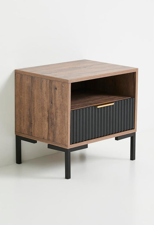 Carried bedside table- natural & black