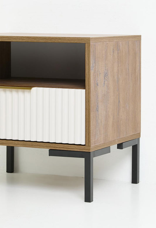 Carried bedside table- natural & white