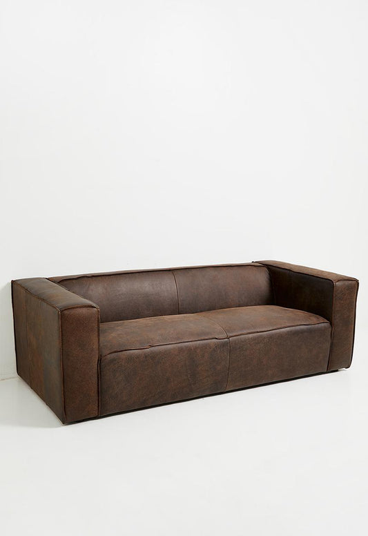 Seattle genuine leather 3 seater sofa - brown