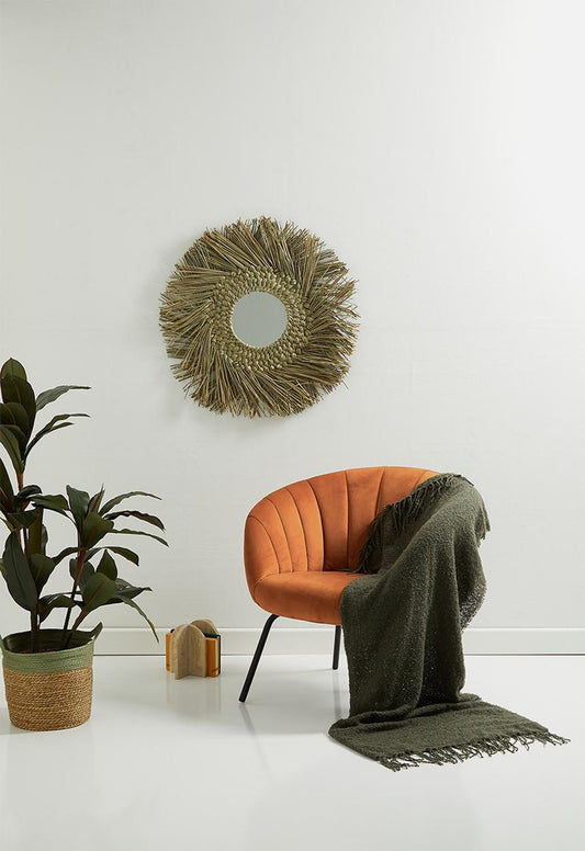 Mendong round mirror - natural 72cm Diameter