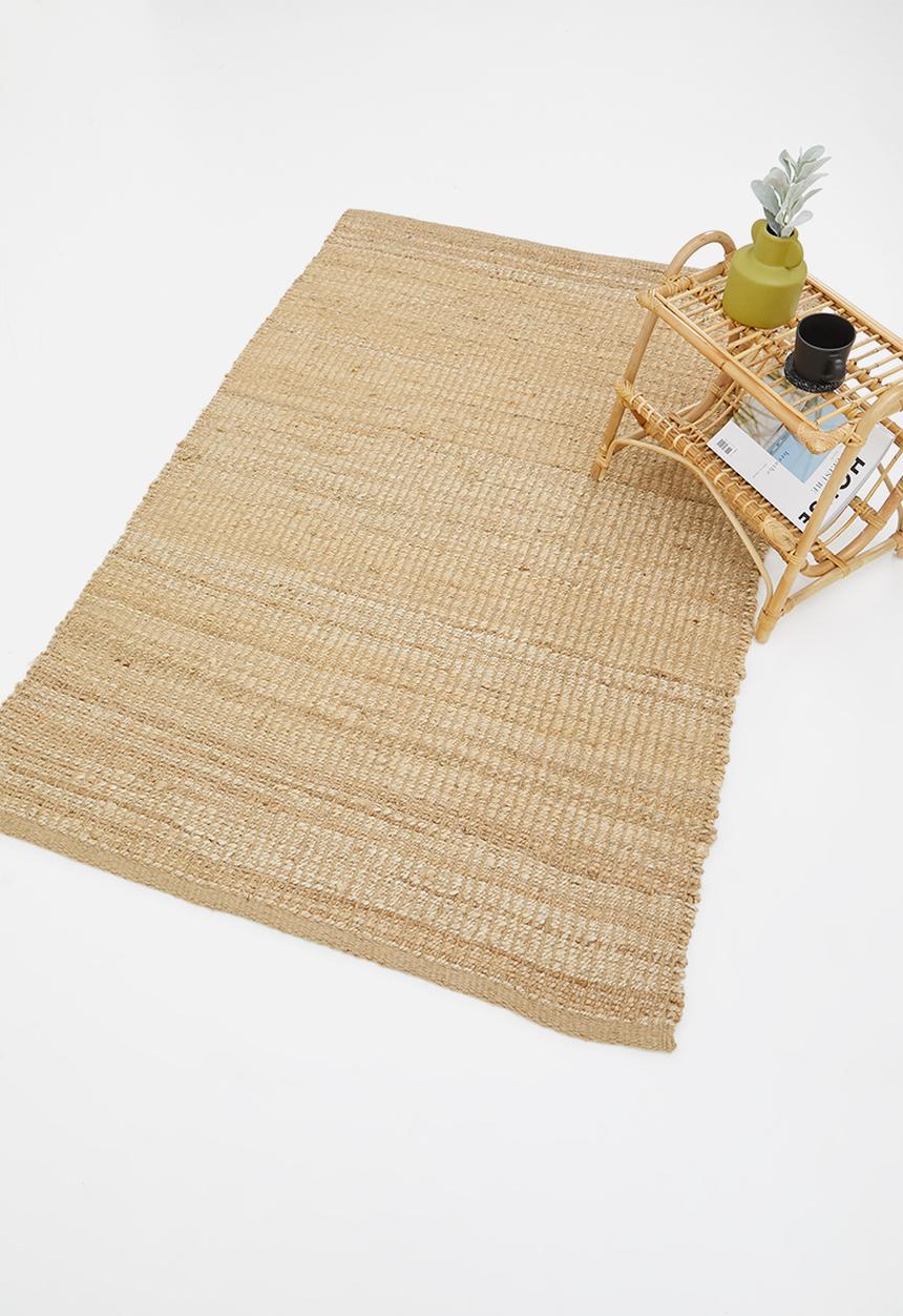 Plain ribbed jute rug - natural - 200 x 300
