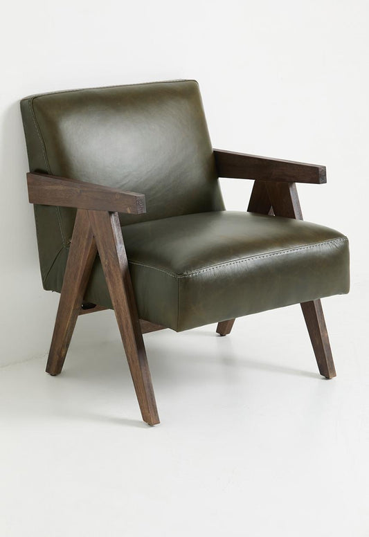 Corby Leather Occasional Chair - Olivetinin