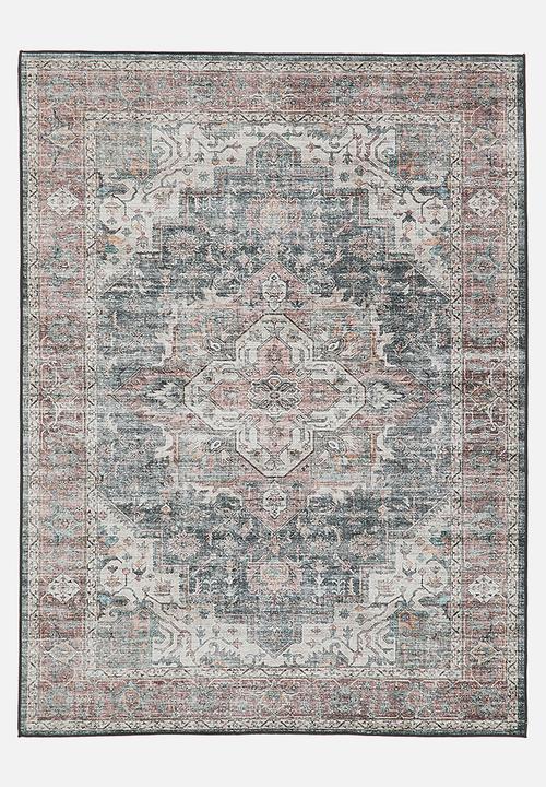 Ezra Printed Rug Antique Grey & Pink - 160 x 220