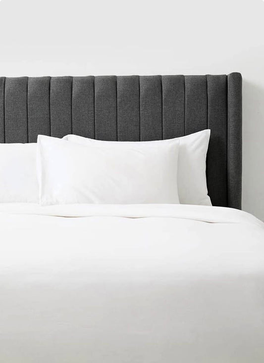 Rio Ribbed Headboard - Charcoal - Queen