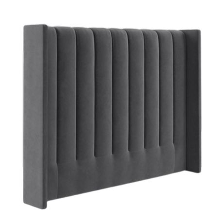 Velvet Paneled Tufted Headboard- Charcoal - Queen