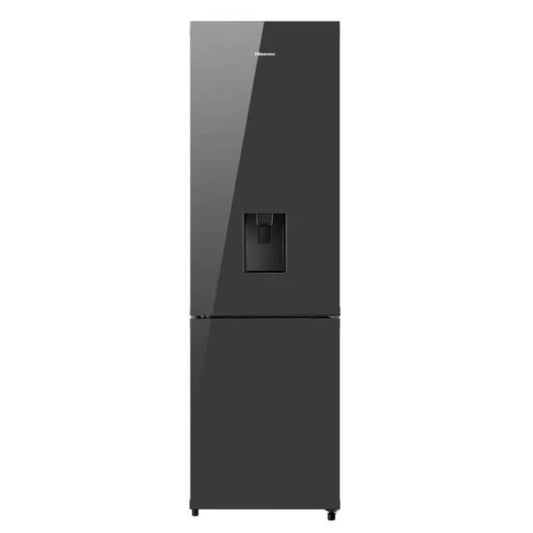 Hisense 347L Bottom Freezer Fridge with Water Dispenser - Black Glass