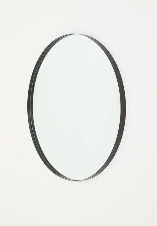 Orbis Plated Round Mirror 90cm- Black - 90cm