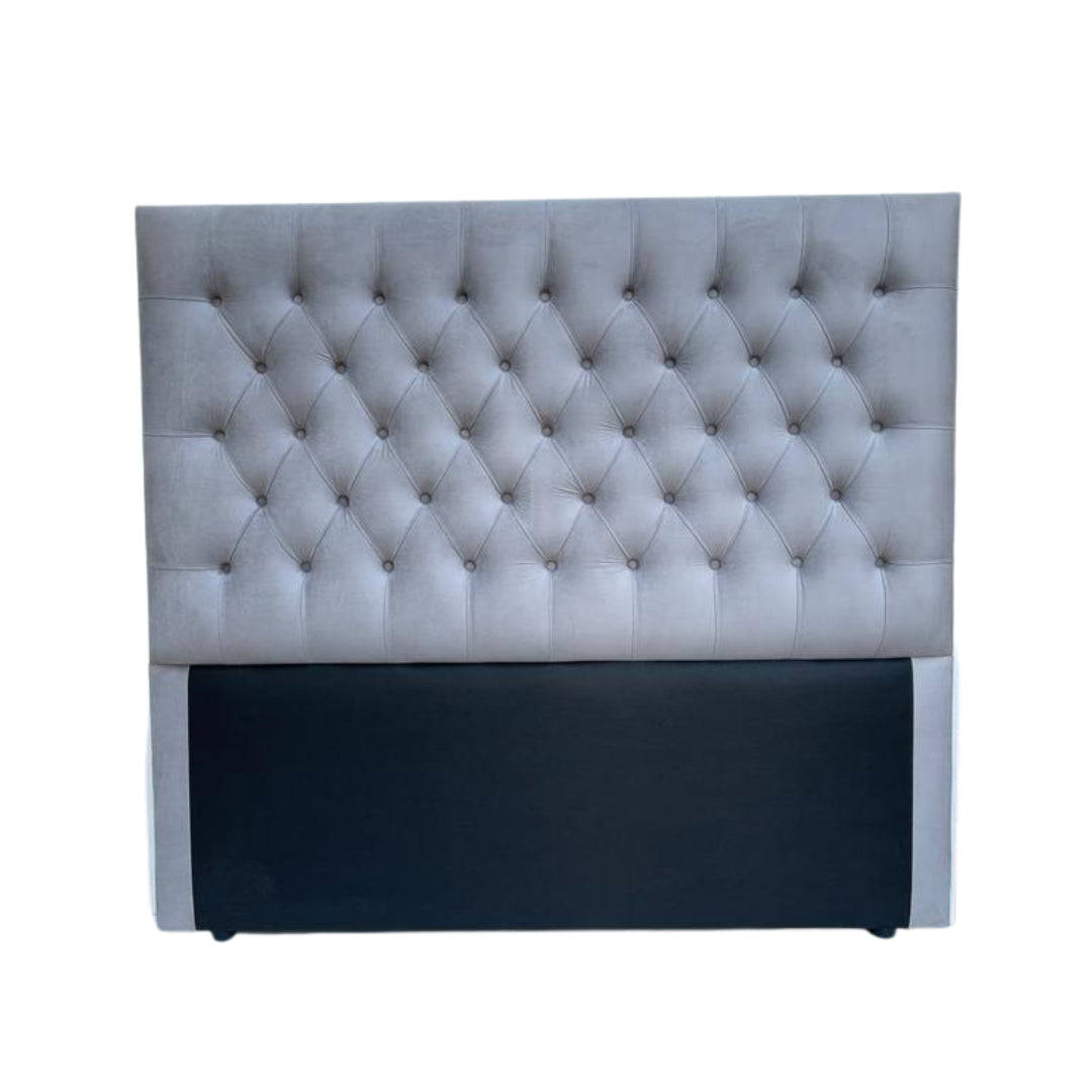Bella Diamond Pleat Headboard - Covered Buttons - Light Grey - King