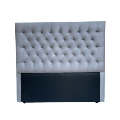 Bella Diamond Pleat Headboard - Covered Buttons - Light Grey - King