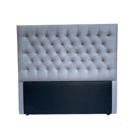Bella Diamond Pleat Headboard - Covered Buttons - Light Grey - King