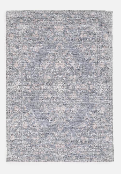Woven Antique Cotton Chenille Floral Rug - Charcoal - 200 x 300