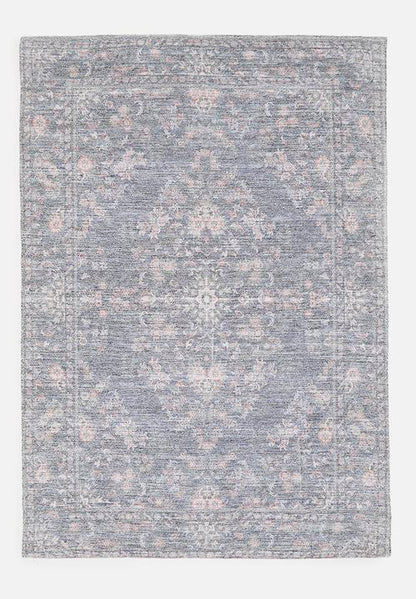 Woven Antique Cotton Chenille Floral Rug - Charcoal - 200 x 300