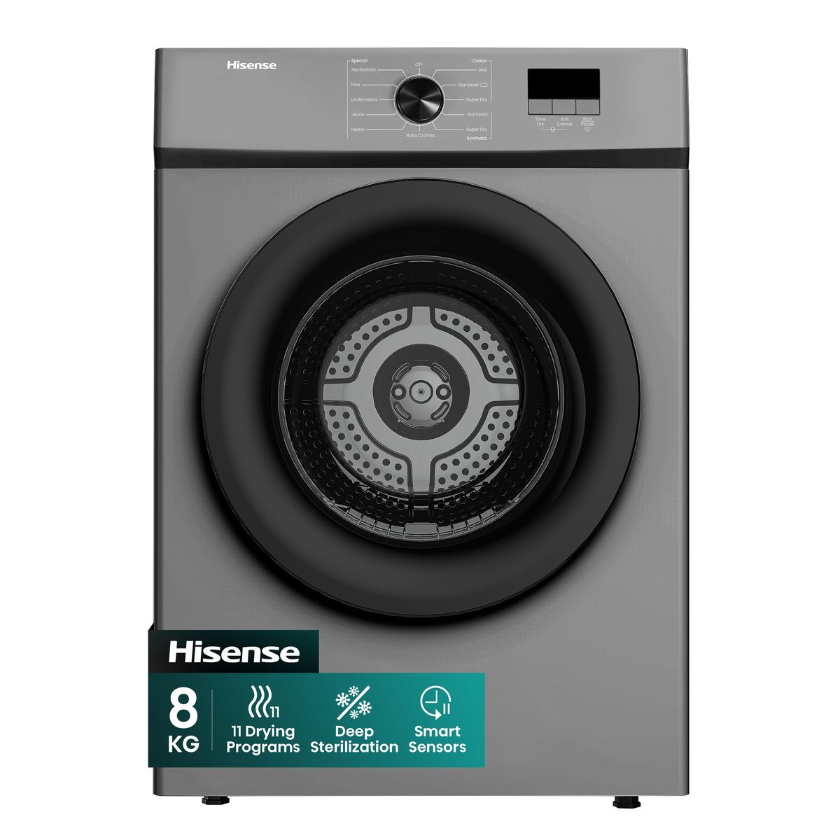 Hisense 8Kg Air Vented Tumble Dryer with LED Display -Titanium Grey