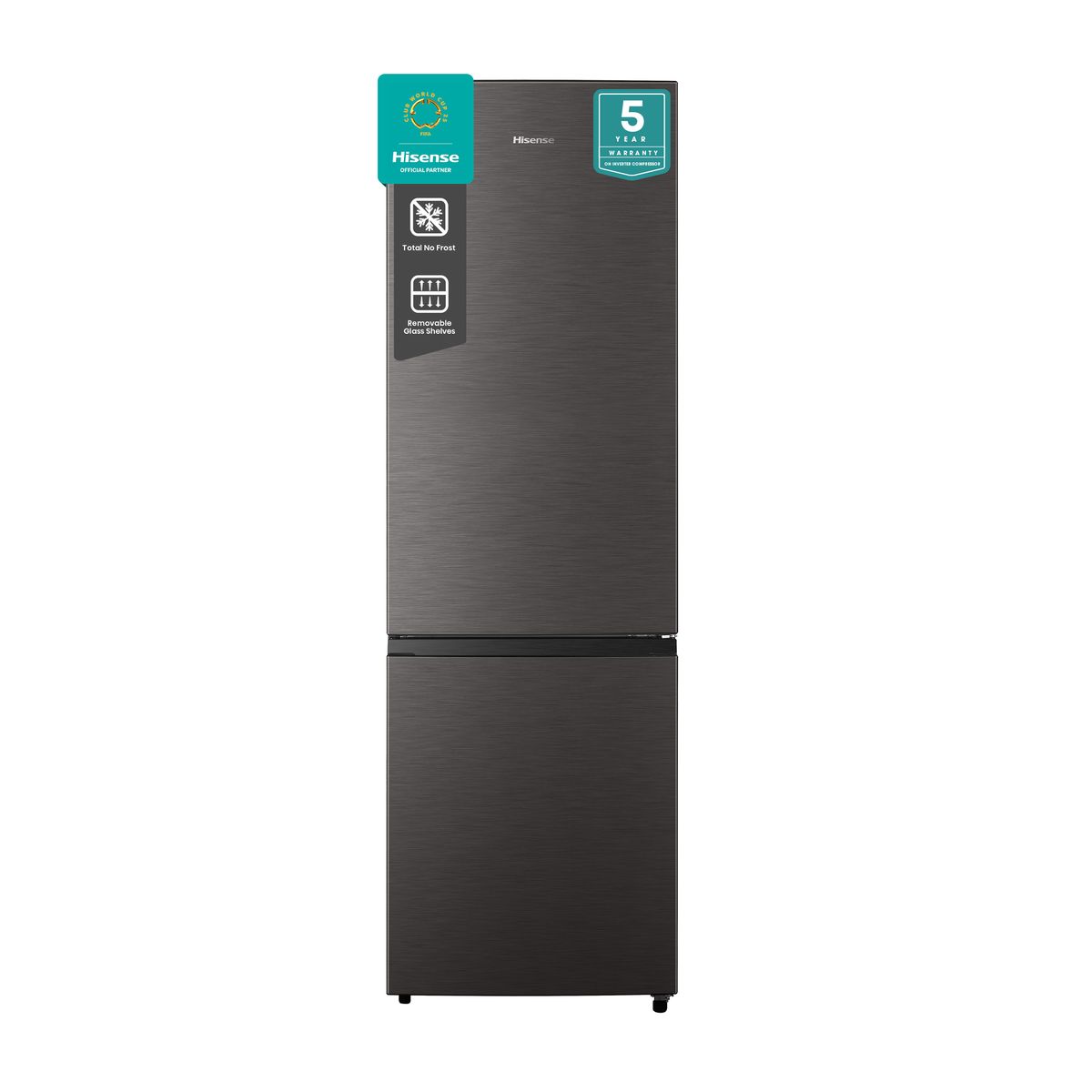 Hisense 264L Bottom Freezer Fridge - Titanium Inox