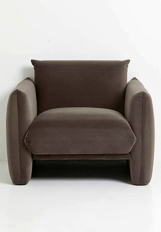 Single Seater Velvet Sofa - Chocolate Grey Couch