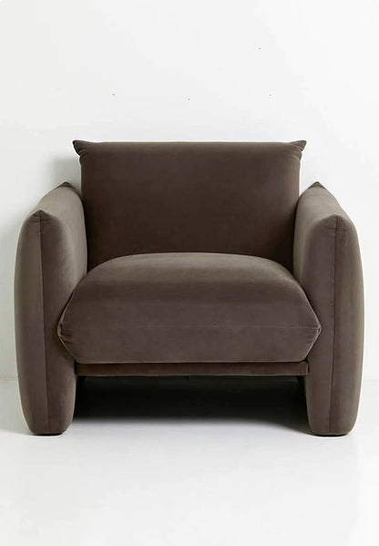 Single Seater Velvet Sofa - Chocolate Grey Couch