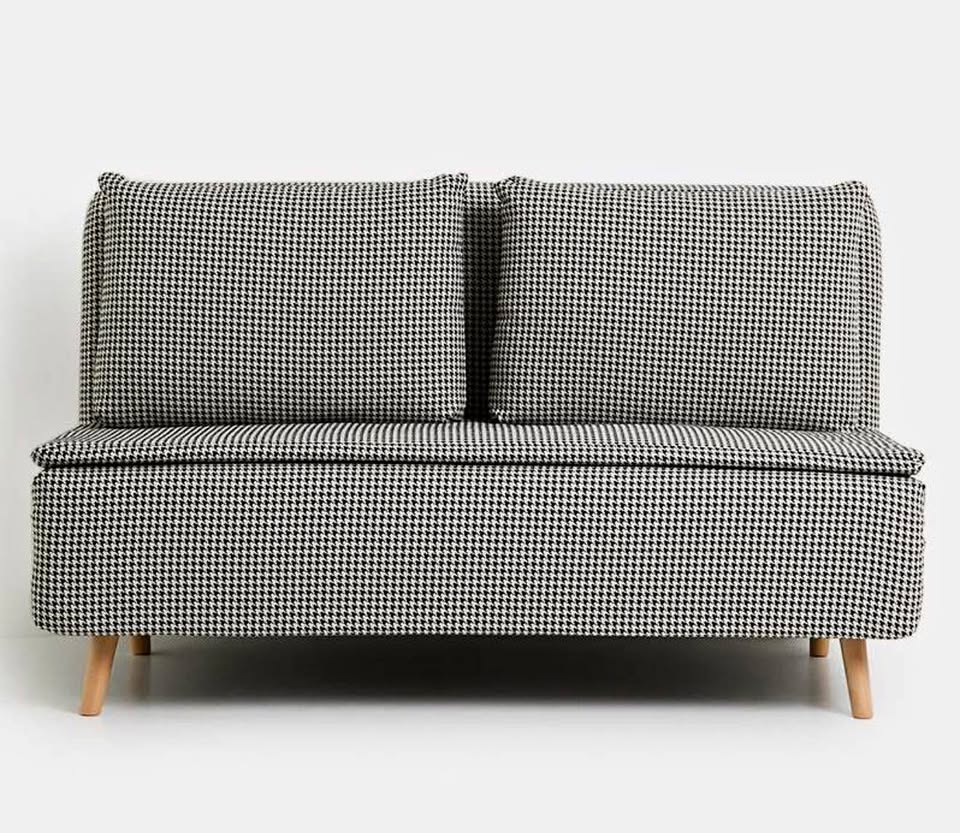 Arabella 2 Seater Foldable Sleeper Sofa Chair - Houndstooth Couch