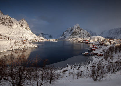 Premium Framed Canvas Print: Norwegian Village - 59.4 cm