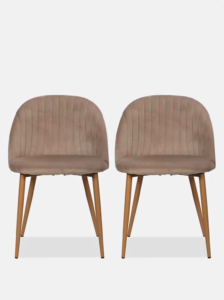 Pluto Velvet Dining Chair Set Of 2 - Natural