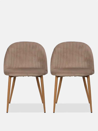 Pluto Velvet Dining Chair Set Of 2 - Natural